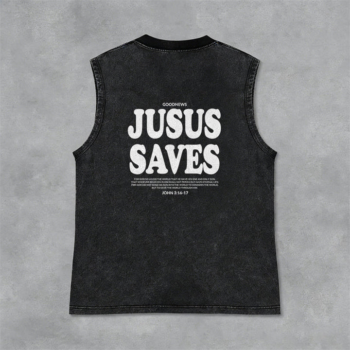 Christianartworkshop Débardeur unisexe lavé « Jésus sauve » Jean 3:16 - image 12