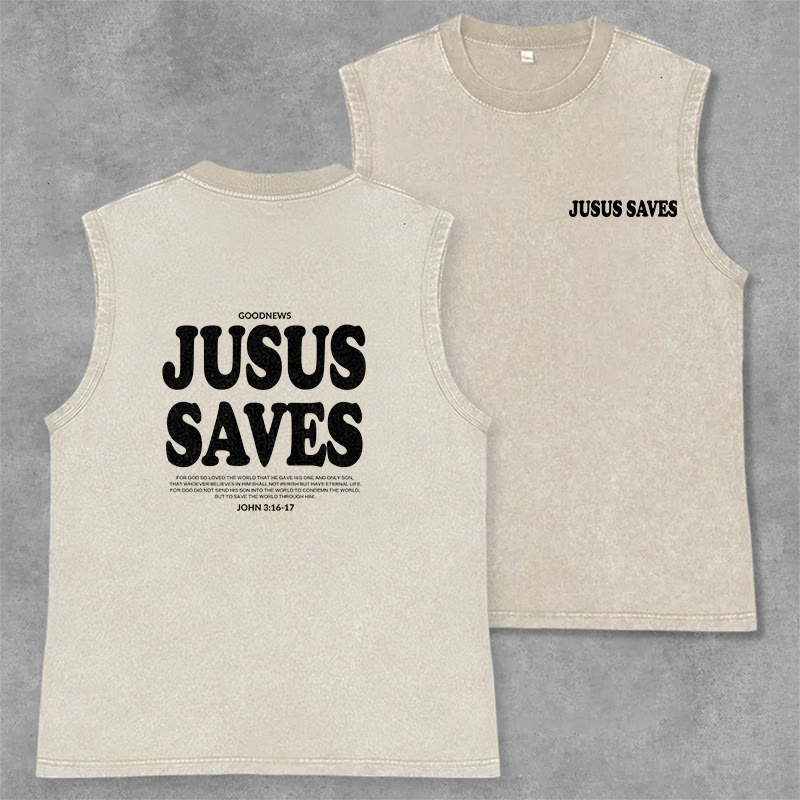 Christianartworkshop Débardeur unisexe lavé « Jésus sauve » Jean 3:16 - Beige - 2XL - image 21