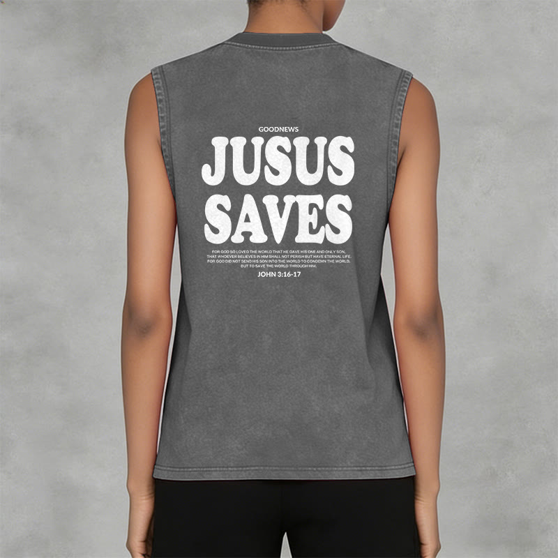 Christianartworkshop Débardeur unisexe lavé « Jésus sauve » Jean 3:16 - image 17
