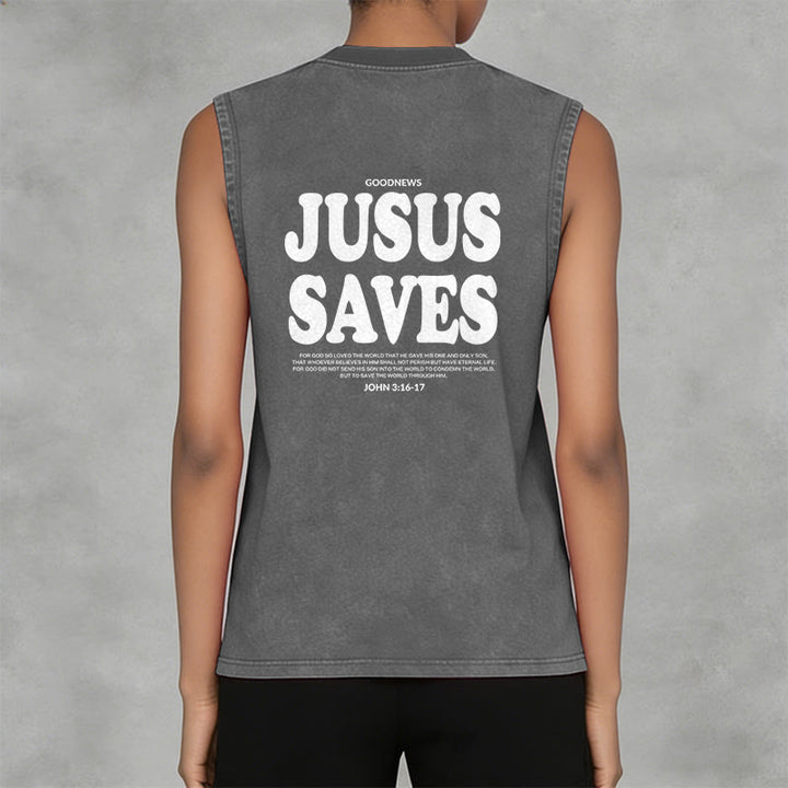 Christianartworkshop Débardeur unisexe lavé « Jésus sauve » Jean 3:16 - image 17