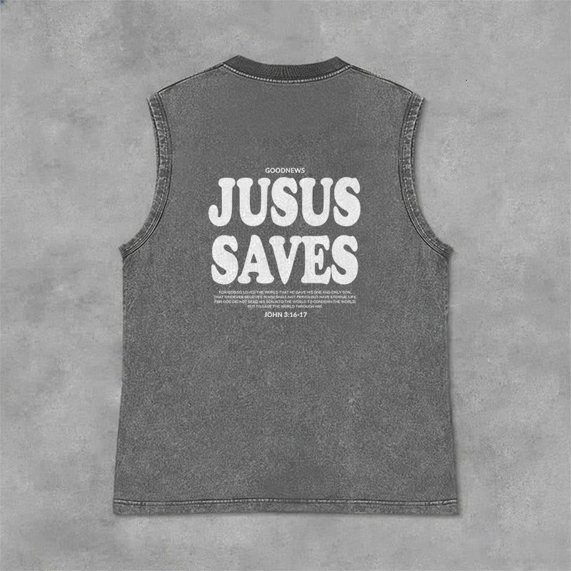 Christianartworkshop Débardeur unisexe lavé « Jésus sauve » Jean 3:16 - image 19
