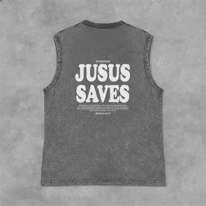 Christianartworkshop Débardeur unisexe lavé « Jésus sauve » Jean 3:16 - image 19