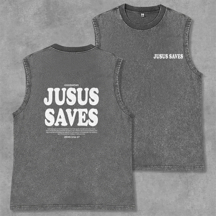 Christianartworkshop Débardeur unisexe lavé « Jésus sauve » Jean 3:16 - Gris - 2XL - image 14