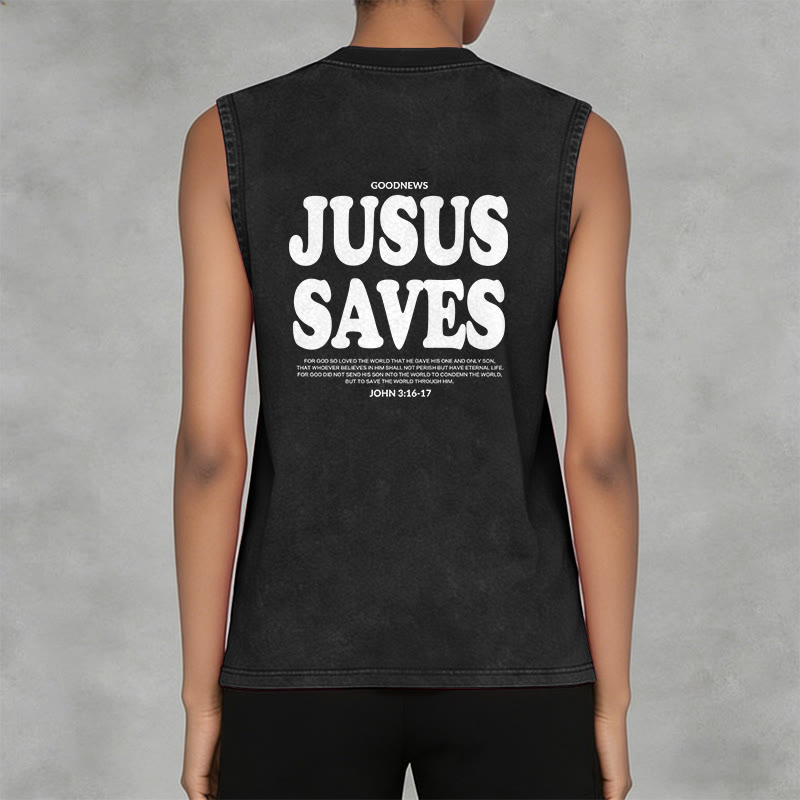 Christianartworkshop Débardeur unisexe lavé « Jésus sauve » Jean 3:16 - image 10
