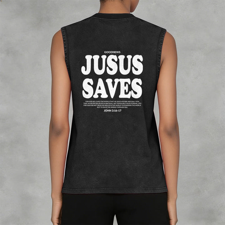 Christianartworkshop Débardeur unisexe lavé « Jésus sauve » Jean 3:16 - image 10