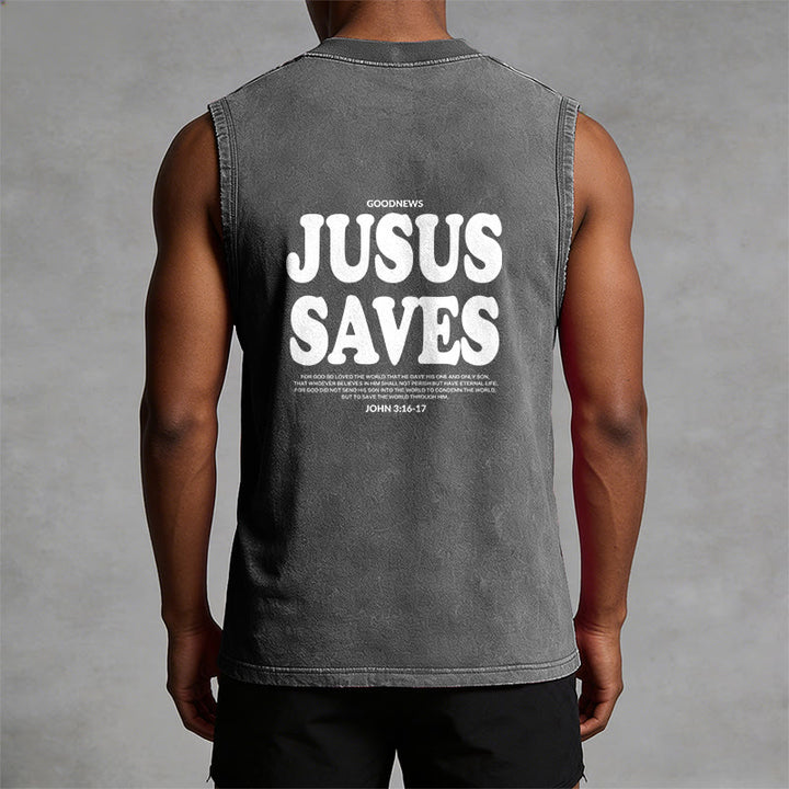 Christianartworkshop Débardeur unisexe lavé « Jésus sauve » Jean 3:16 - image 15