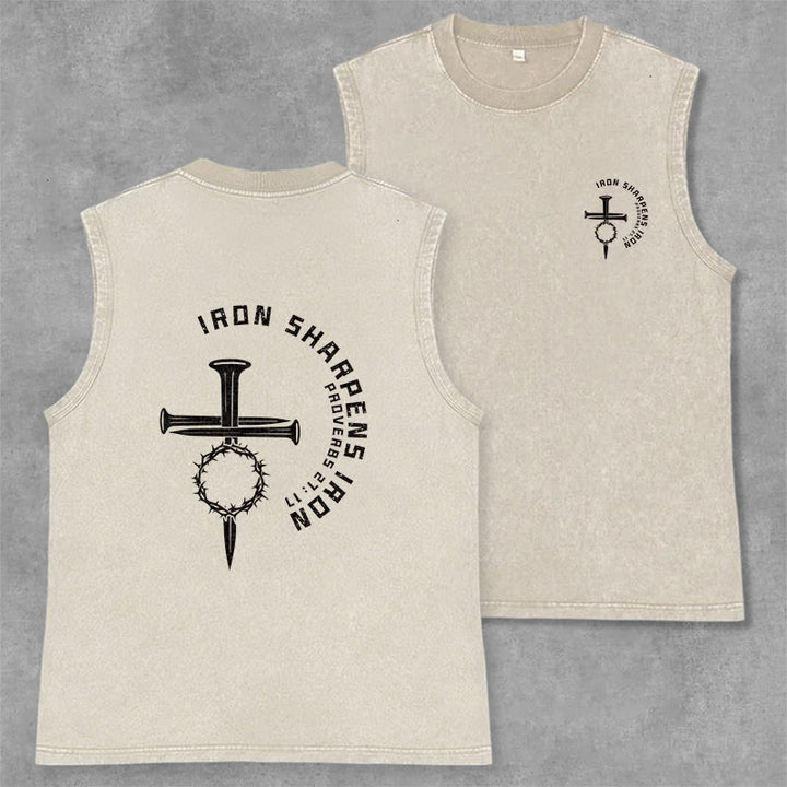 Christianartworkshop Débardeur unisexe délavé Proverbes 27:17 Croix de clou - Beige - 2XL - image 15
