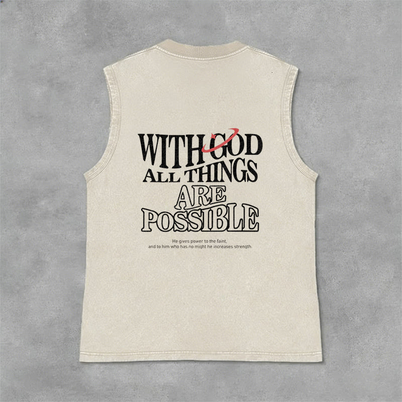 Débardeur délavé Christianartworkshop « Avec Dieu, tout est possible » - Beige - 2XL - image 7