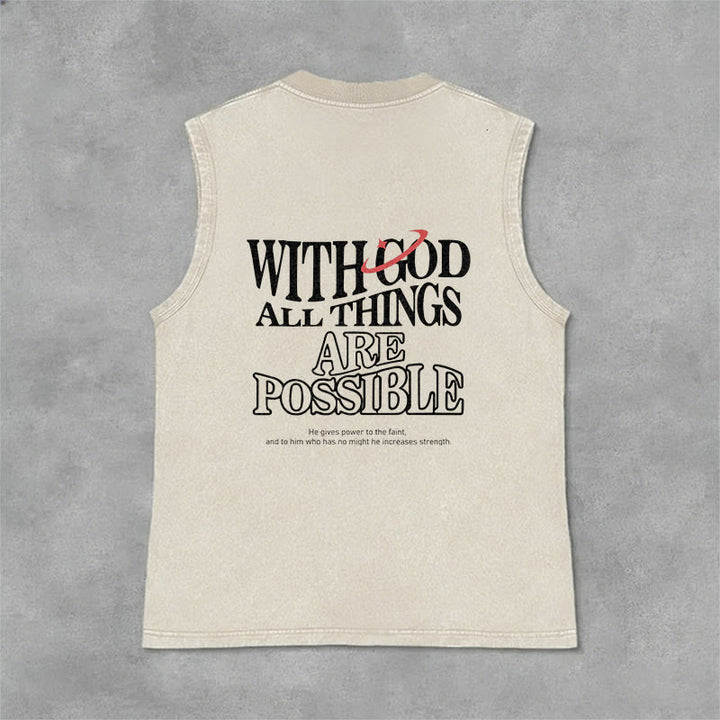 Débardeur délavé Christianartworkshop « Avec Dieu, tout est possible » - Beige - 2XL - image 7