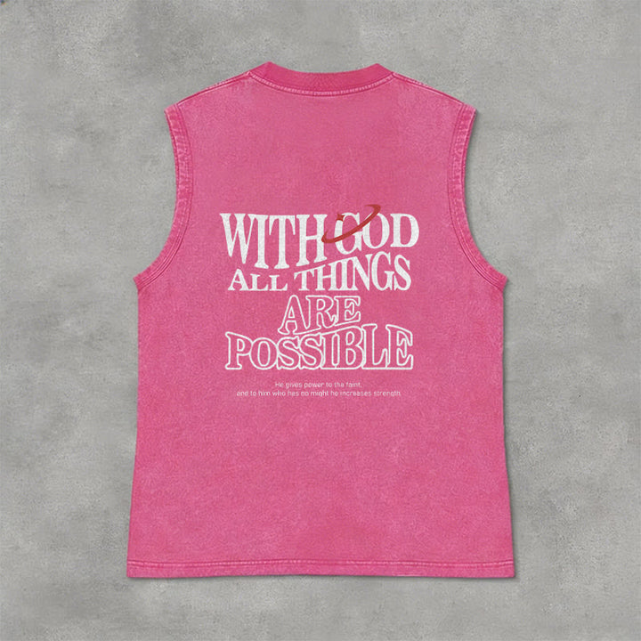 Débardeur délavé Christianartworkshop « Avec Dieu, tout est possible » - Rose - 2XL - image 10
