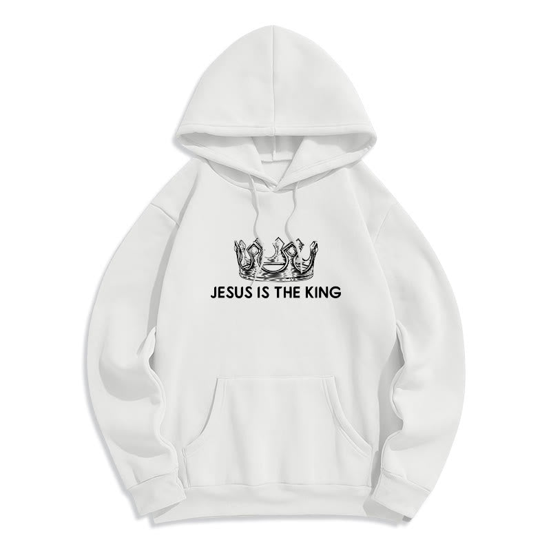 Sweat à capuche en polyester doublé polaire « Jésus est le roi » avec citation de Christianartworkshop - image 9
