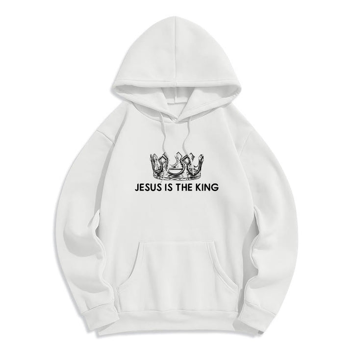 Sweat à capuche en polyester doublé polaire « Jésus est le roi » avec citation de Christianartworkshop - image 9