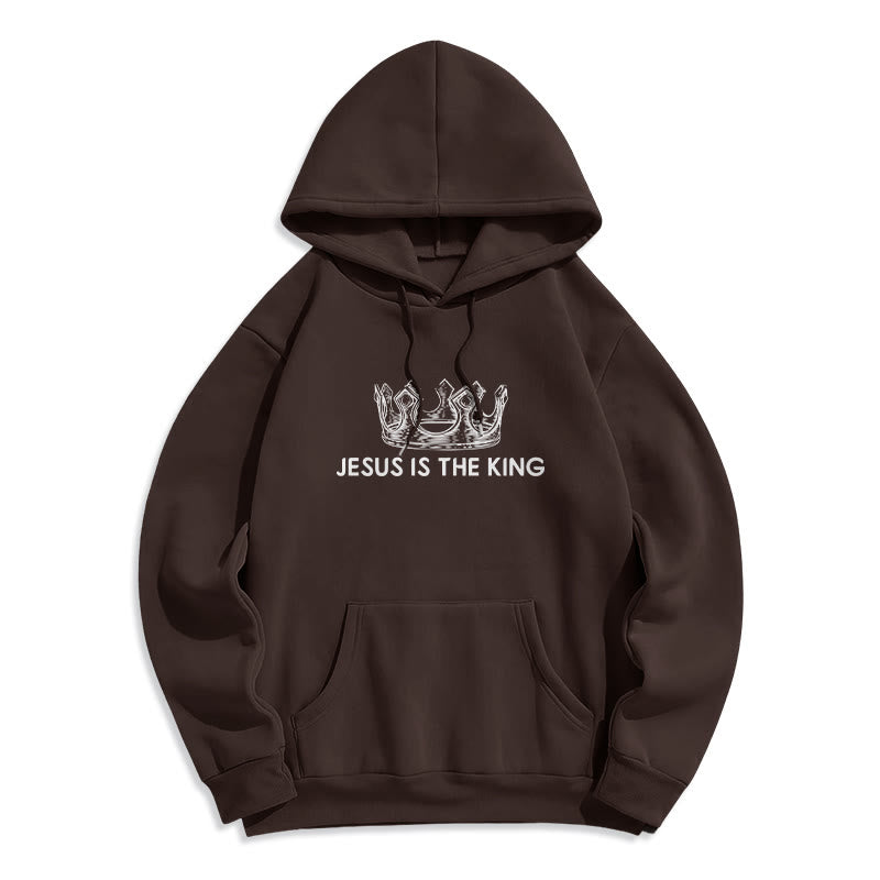 Sweat à capuche en polyester doublé polaire « Jésus est le roi » avec citation de Christianartworkshop - image 16