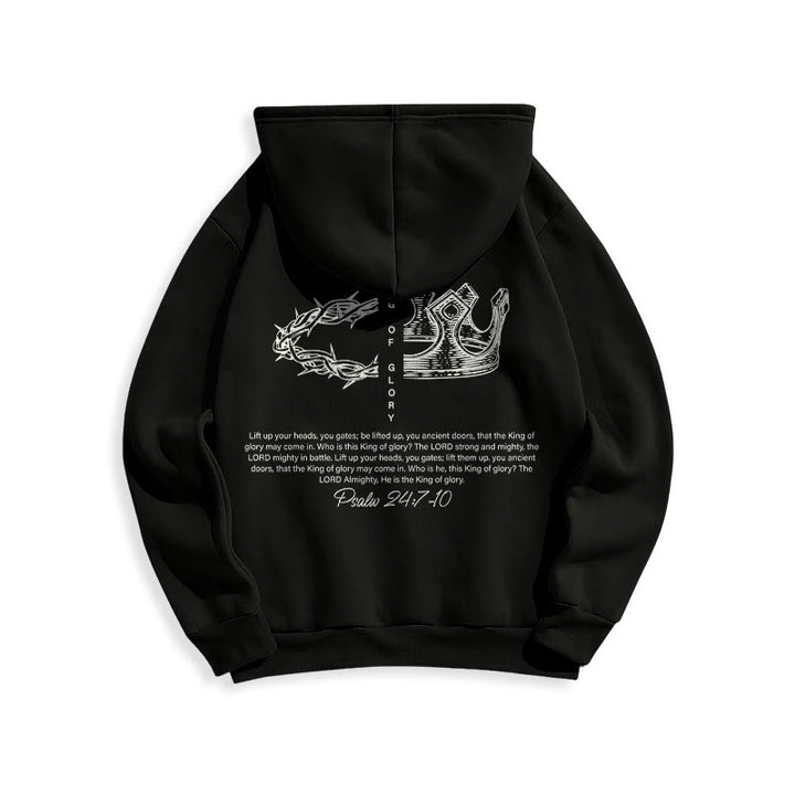 Sweat à capuche en polyester doublé polaire « Jésus est le roi » avec citation de Christianartworkshop - image 1
