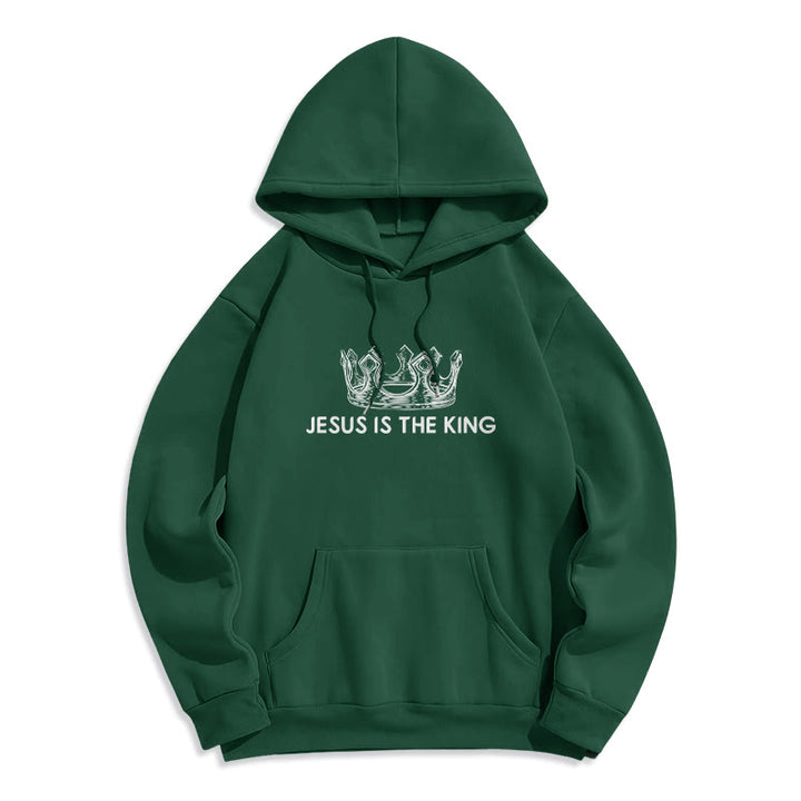 Sweat à capuche en polyester doublé polaire « Jésus est le roi » avec citation de Christianartworkshop - image 19