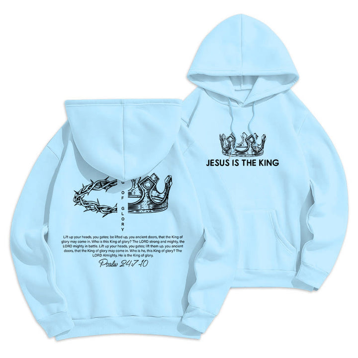 Sweat à capuche en polyester doublé polaire « Jésus est le roi » avec citation de Christianartworkshop - Bleu - 2XL - image 20