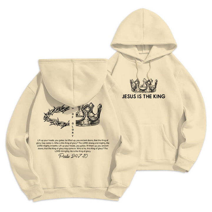 Sweat à capuche en polyester doublé polaire « Jésus est le roi » avec citation de Christianartworkshop - Beige - 2XL - image 11