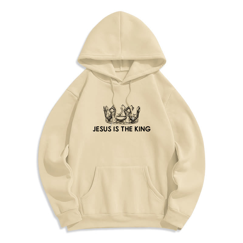 Sweat à capuche en polyester doublé polaire « Jésus est le roi » avec citation de Christianartworkshop - image 13