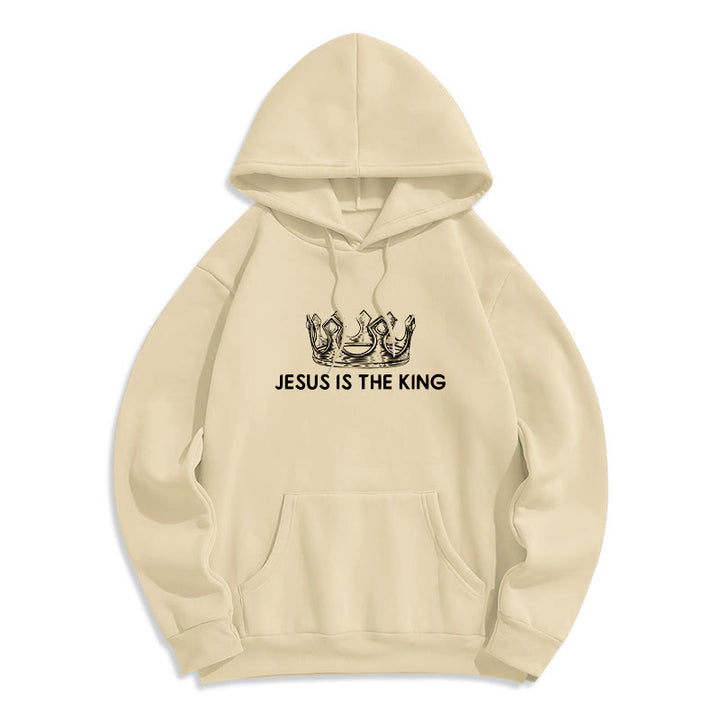 Sweat à capuche en polyester doublé polaire « Jésus est le roi » avec citation de Christianartworkshop - image 13