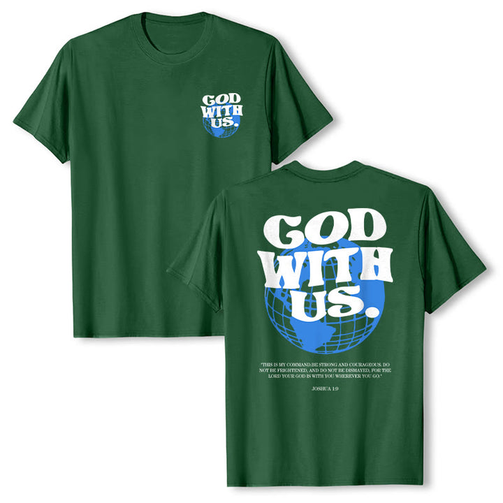 T-shirt en coton Christianartworkshop « Dieu avec nous » - Vert foncé - 2XL - image 21