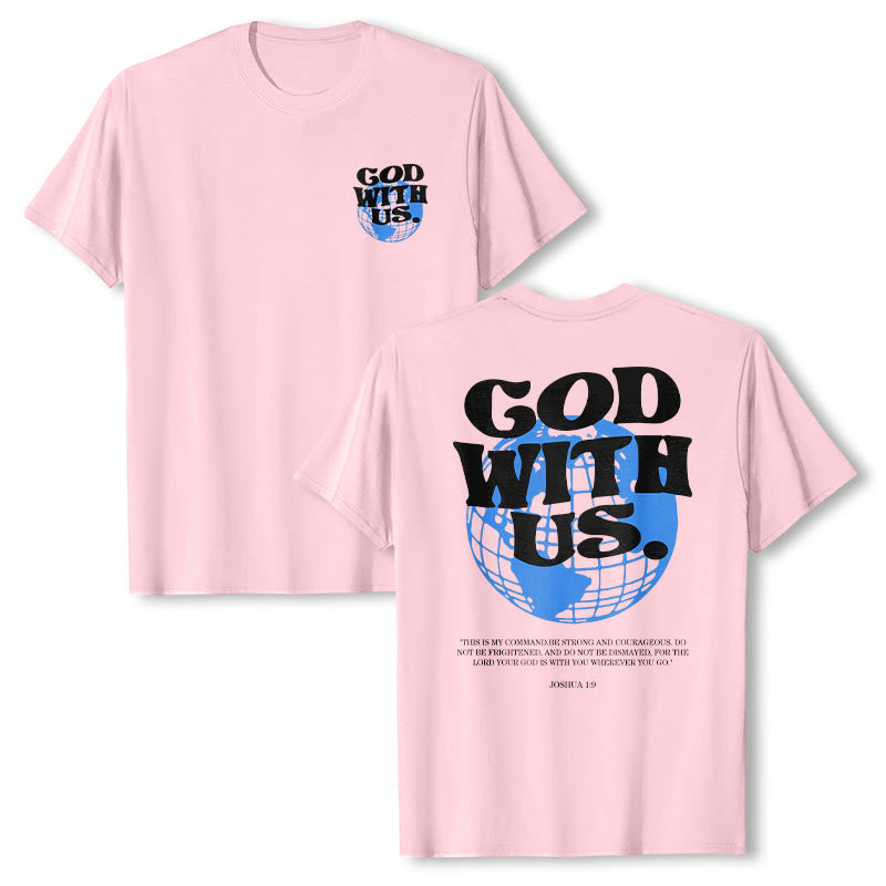 T-shirt en coton Christianartworkshop « Dieu avec nous » - Rose - 2XL - image 12