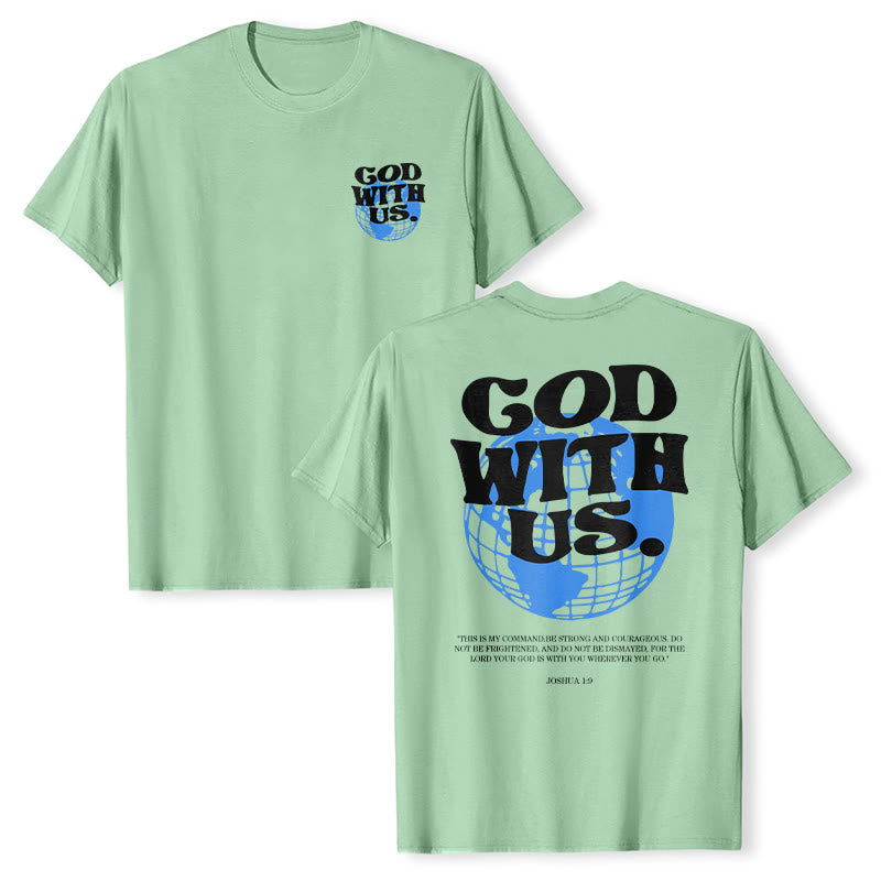 T-shirt en coton Christianartworkshop « Dieu avec nous » - Vert clair - 2XL - image 18