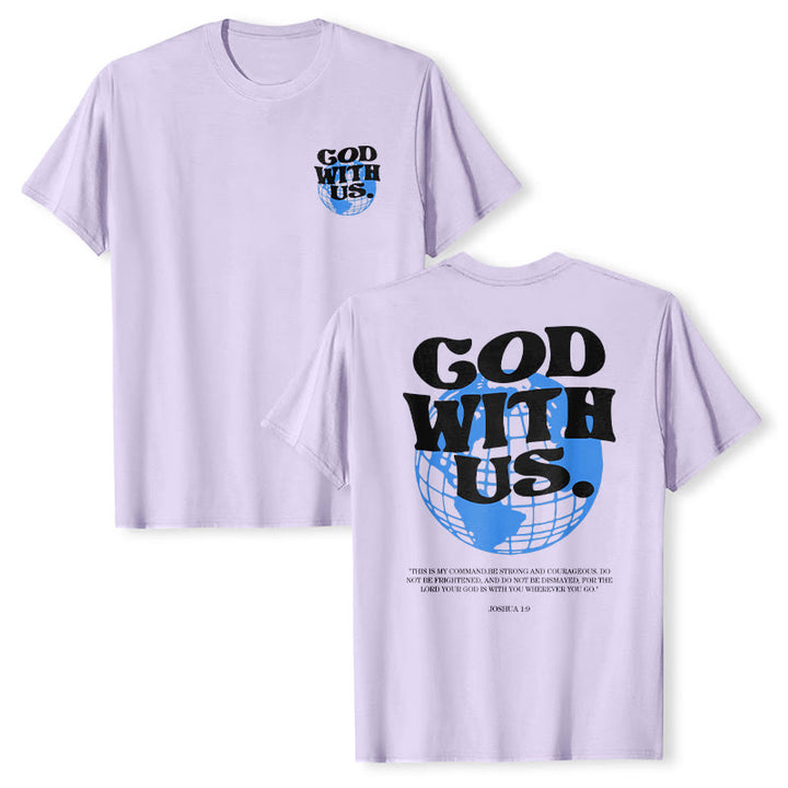 T-shirt en coton Christianartworkshop « Dieu avec nous » - Violet - 2XL - image 24