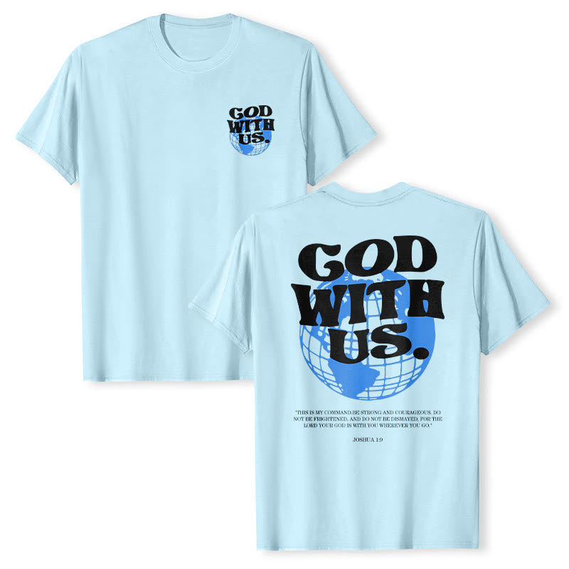 T-shirt en coton Christianartworkshop « Dieu avec nous » - Bleu - 2XL - image 15