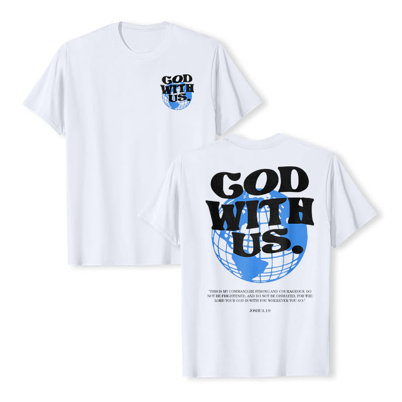 T-shirt en coton Christianartworkshop « Dieu avec nous » - Blanc - 2XL - image 0