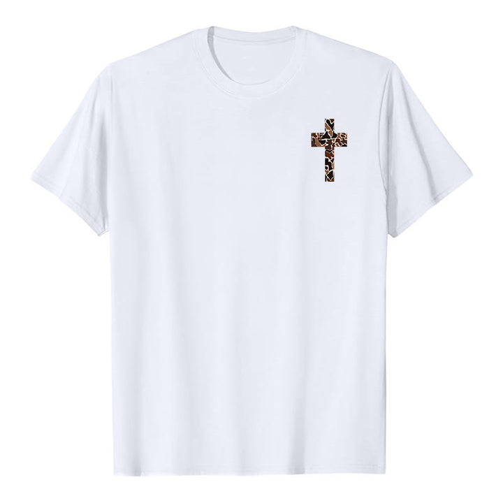 T-shirt chrétien Christianartworkshop avec motif de croix camouflage et verset Philippiens 4:13 - image 2