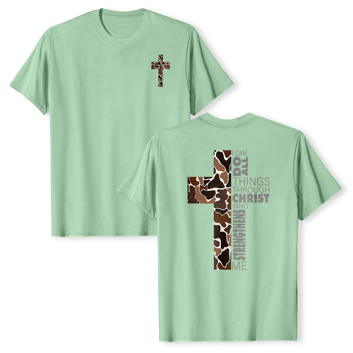 T-shirt chrétien Christianartworkshop avec motif de croix camouflage et verset Philippiens 4:13 - Vert gazon - 2XL - image 21