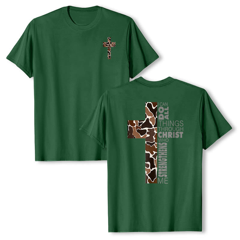 T-shirt chrétien Christianartworkshop avec motif de croix camouflage et verset Philippiens 4:13 - Vert foncé - 2XL - image 24