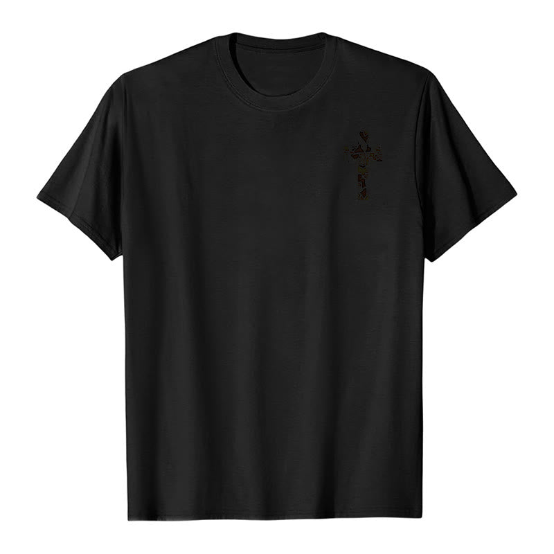T-shirt chrétien Christianartworkshop avec motif de croix camouflage et verset Philippiens 4:13 - image 5