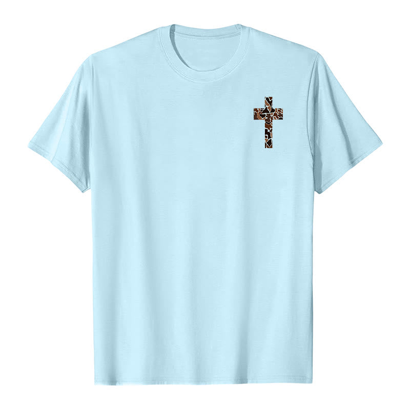 T-shirt chrétien Christianartworkshop avec motif de croix camouflage et verset Philippiens 4:13 - image 14