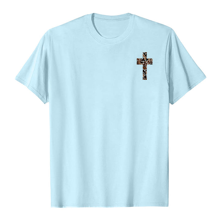 T-shirt chrétien Christianartworkshop avec motif de croix camouflage et verset Philippiens 4:13 - image 14