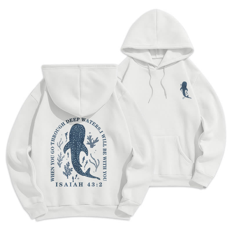 Sweat à capuche en polyester doublé polaire style moderne coloré Christianartworkshop « La foi sous les vagues » - Blanc - 2XL - image 0