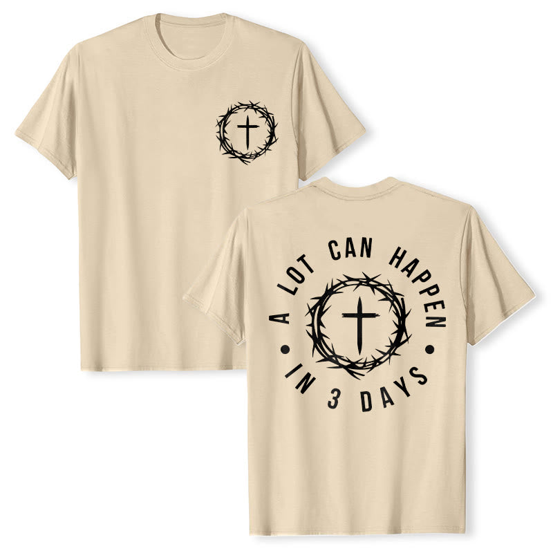 T-shirt unisexe Christianartworkshop « Il peut se passer beaucoup de choses en 3 jours » avec couronne d'épines et croix - Beige - 2XL - image 23