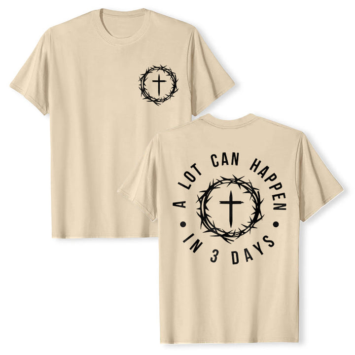 T-shirt unisexe Christianartworkshop « Il peut se passer beaucoup de choses en 3 jours » avec couronne d'épines et croix - Beige - 2XL - image 23