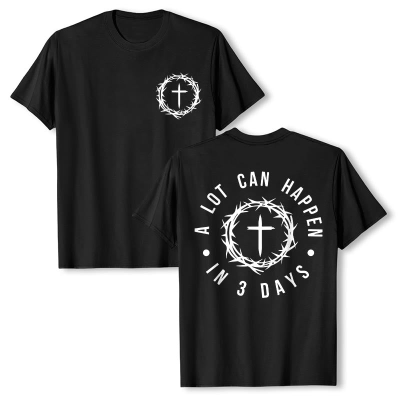 T-shirt unisexe Christianartworkshop « Il peut se passer beaucoup de choses en 3 jours » avec couronne d'épines et croix - Noir - 2XL - image 5