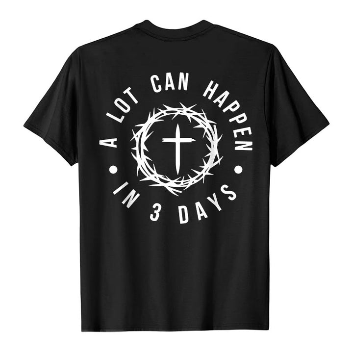 T-shirt unisexe Christianartworkshop « Il peut se passer beaucoup de choses en 3 jours » avec couronne d'épines et croix - image 3