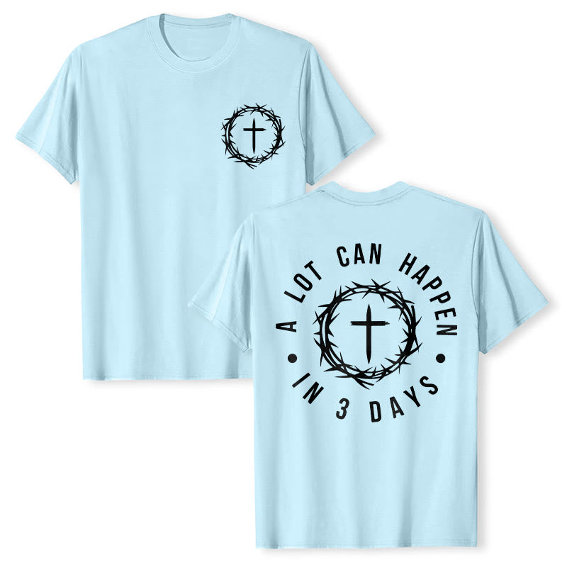 T-shirt unisexe Christianartworkshop « Il peut se passer beaucoup de choses en 3 jours » avec couronne d'épines et croix - Bleu clair - 2XL - image 17