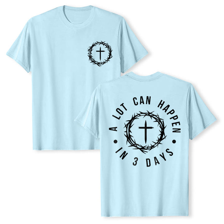 T-shirt unisexe Christianartworkshop « Il peut se passer beaucoup de choses en 3 jours » avec couronne d'épines et croix - Bleu clair - 2XL - image 17