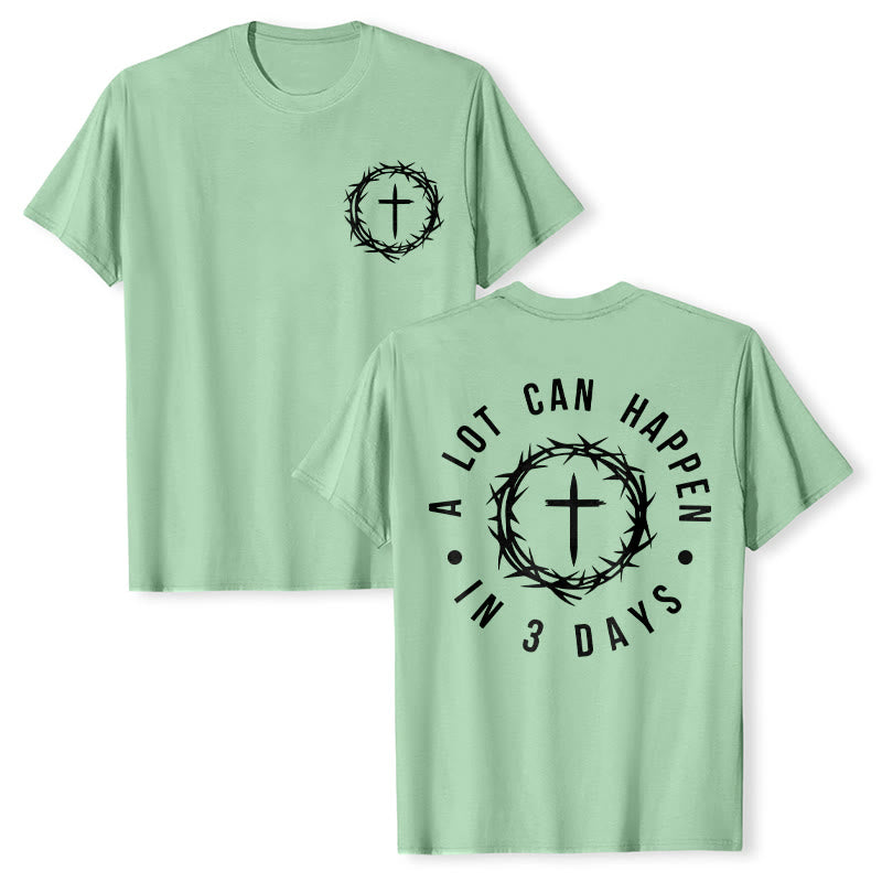 T-shirt unisexe Christianartworkshop « Il peut se passer beaucoup de choses en 3 jours » avec couronne d'épines et croix - Vert clair - 2XL - image 20