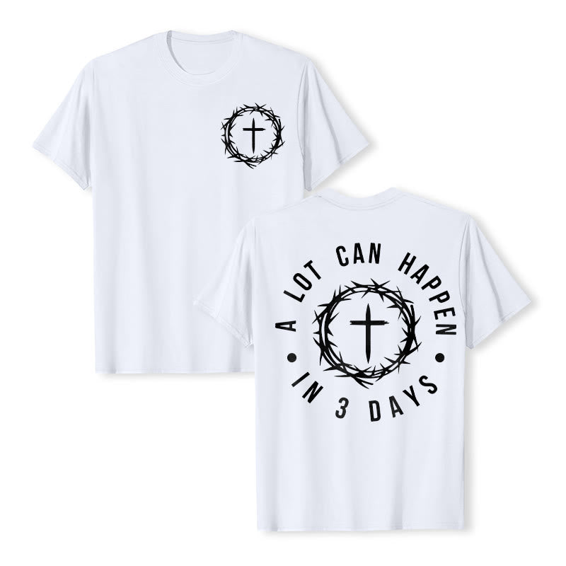 T-shirt unisexe Christianartworkshop « Il peut se passer beaucoup de choses en 3 jours » avec couronne d'épines et croix - Blanc - 2XL - image 8