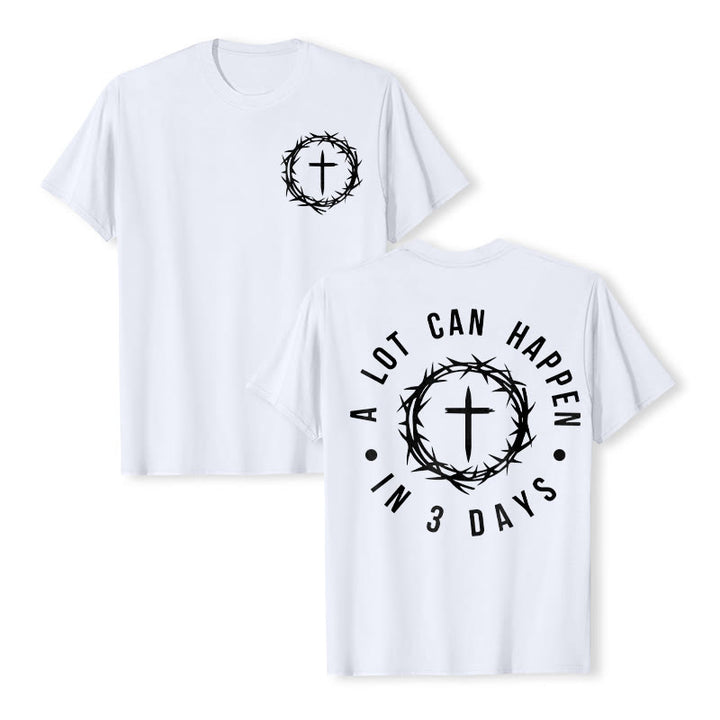 T-shirt unisexe Christianartworkshop « Il peut se passer beaucoup de choses en 3 jours » avec couronne d'épines et croix - Blanc - 2XL - image 8