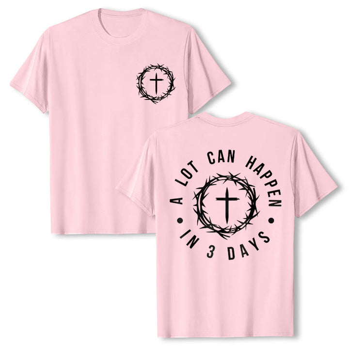T-shirt unisexe Christianartworkshop « Il peut se passer beaucoup de choses en 3 jours » avec couronne d'épines et croix - Rose clair - 2XL - image 26