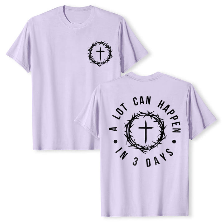 T-shirt unisexe Christianartworkshop « Il peut se passer beaucoup de choses en 3 jours » avec couronne d'épines et croix - Violet clair - 2XL - image 14