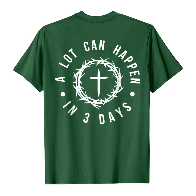 T-shirt unisexe Christianartworkshop « Il peut se passer beaucoup de choses en 3 jours » avec couronne d'épines et croix - image 0