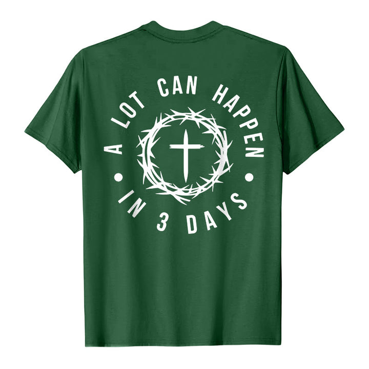 T-shirt unisexe Christianartworkshop « Il peut se passer beaucoup de choses en 3 jours » avec couronne d'épines et croix - image 0