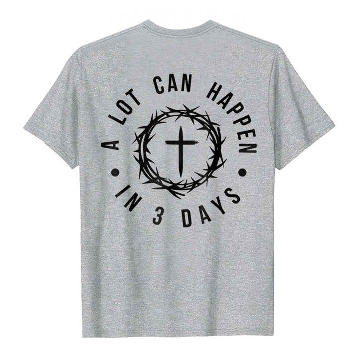 T-shirt unisexe Christianartworkshop « Il peut se passer beaucoup de choses en 3 jours » avec couronne d'épines et croix - image 9